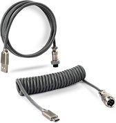 Câble spiralé Royal Kludge - Câble USB-C - Câble clavier mécanique - 1,8 mètre - Connecteur GX16 - Zwart
