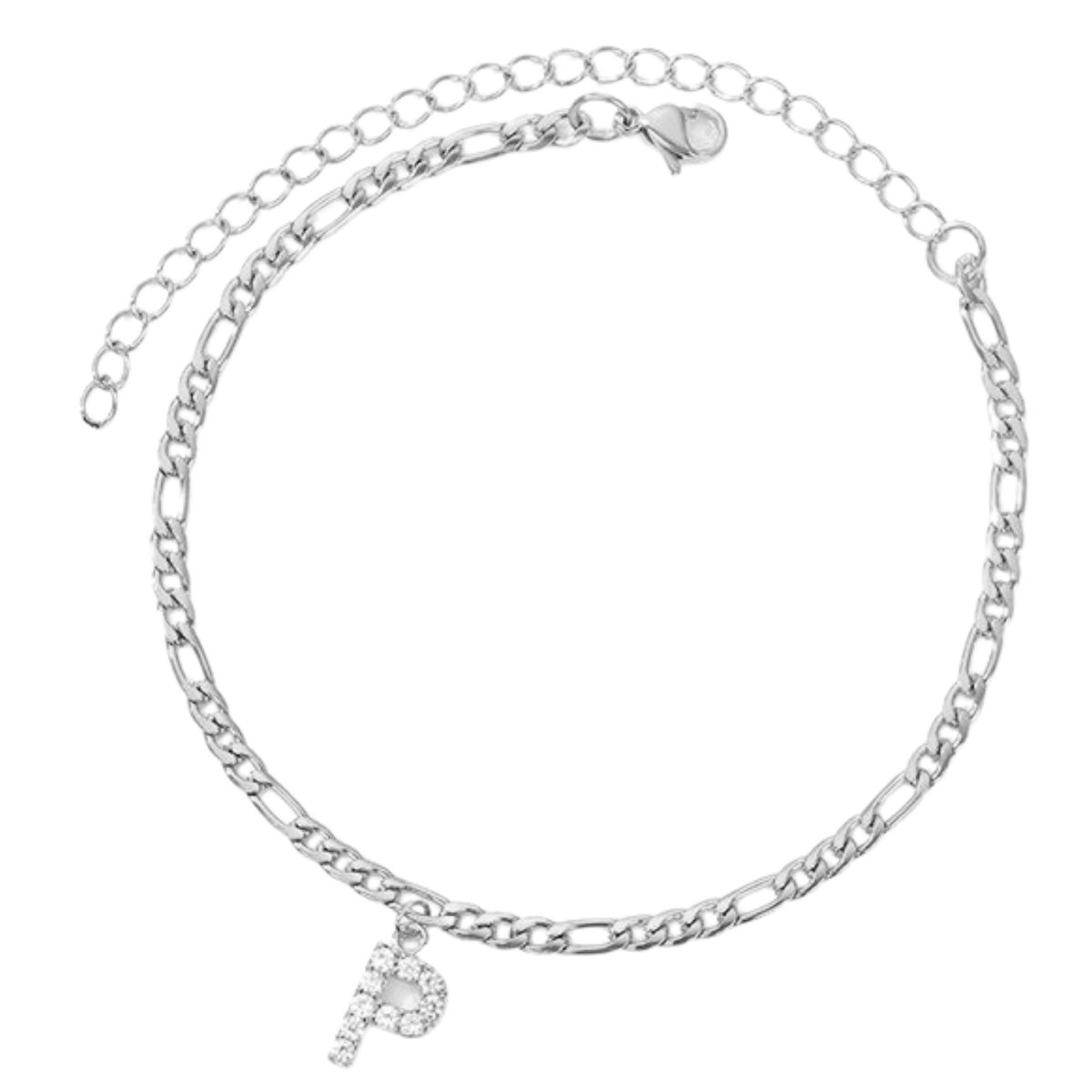 Enkelbandje - Enkelbandjes Dames - Enkelbandje Zilver - Initials - Zilverkleurig - Letter P