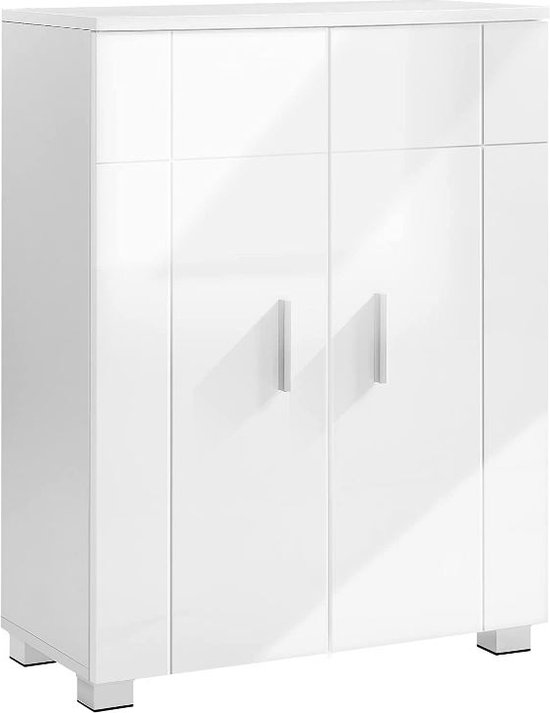 kleankin badkamerkast bovenkast met 2 glazen deuren badkamerkast multifunctionele kast met verstelbare planken opbergkast spaanplaat wit 60 x 19,5 x 54 cm
