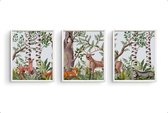 Postercity - Set d'affiches 3 cerf renard lapin hibou raton laveur dans la forêt aquarelle / aquarelle dessinée à la main - affiche Animaux de la forêt - chambre d'enfant / Chambre de bébé - 40x30cm