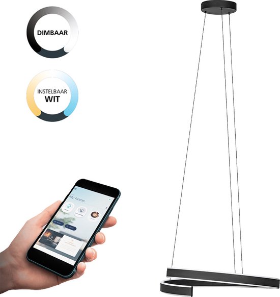EGLO connect.z Andabaia-Z Smart Hanglamp - Ø 60 cm - Zwart/Wit - Instelbaar wit licht - Dimbaar - Zigbee
