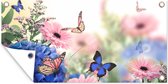 Schuttingposter Vlinders - Bloemen - Hortensia - Insecten - 200x100 cm - Tuindoek