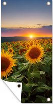 Tuinposter - Tuindoek - Tuinposters buiten - Bloemen - Nacht - Zonsondergang - Zonnebloem - Horizon - 80x160 cm - Tuin