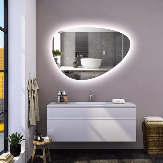 Miroir de salle de bain FENOMÉ Delafon Siècle des Lumières LED Organique Dimmable Sans Condensation 120 cm