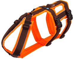 AnnyX Hondentuig - SAFETY - Veiligheidstuig - Anti-Ontsnappingstuig - Bruin/Neonoranje - maat S - Borstomvang 52-64 cm - Gewicht hond 11-21 kg