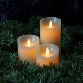 LED Wax kaarsen set ivoor met vlam effect en afstandsbediening - voor binnen - B - Ø 9cm