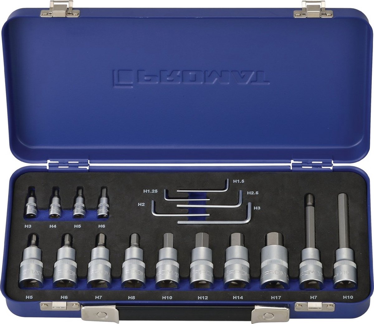 Promat 19-delige dopsleutelset - 1/4" en 1/2" - 4000821187