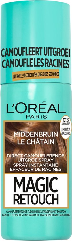 L'Oréal Paris Magic Retouch Middenbruin Camouflerende Uitgroeispray - 75ml  | bol.com