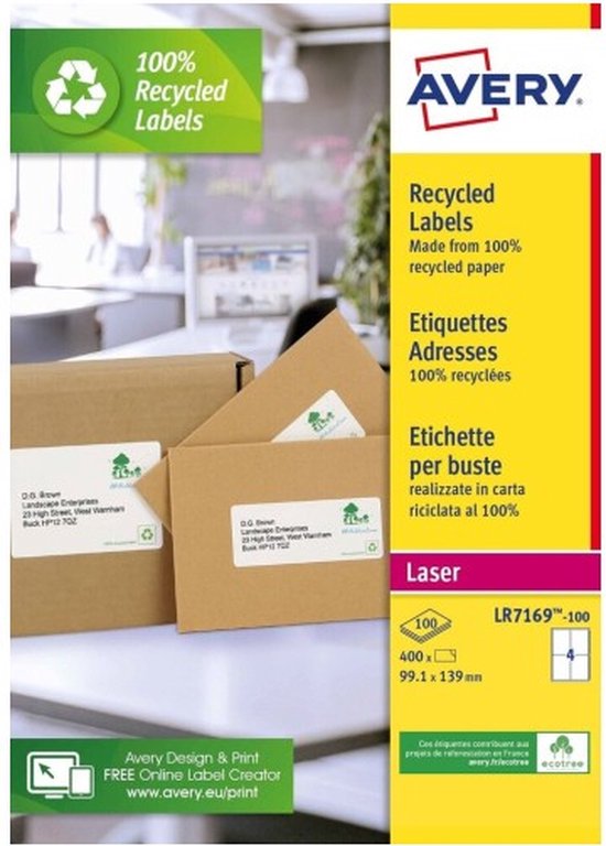 Avery L7159-100, Etiquetas de Dirección, Laser, Blanco, 63.5 x 33.9 Avery L7159-100, Etiquetas de Dirección, Laser, Blanco, 63.5 x 33.9