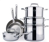 Saveur Selects Voyage Series - Ensemble de casseroles en acier inoxydable à induction - Comprend 2 Casseroles de cuisson, 2 poêles à Poêles à frire, 1 casserole, 1 casserole - Garantie à vie