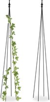 Relaxdays plantensteun - set van 2 - rankhulp - 150 cm hoog - klimplanten - ijzer - zwart