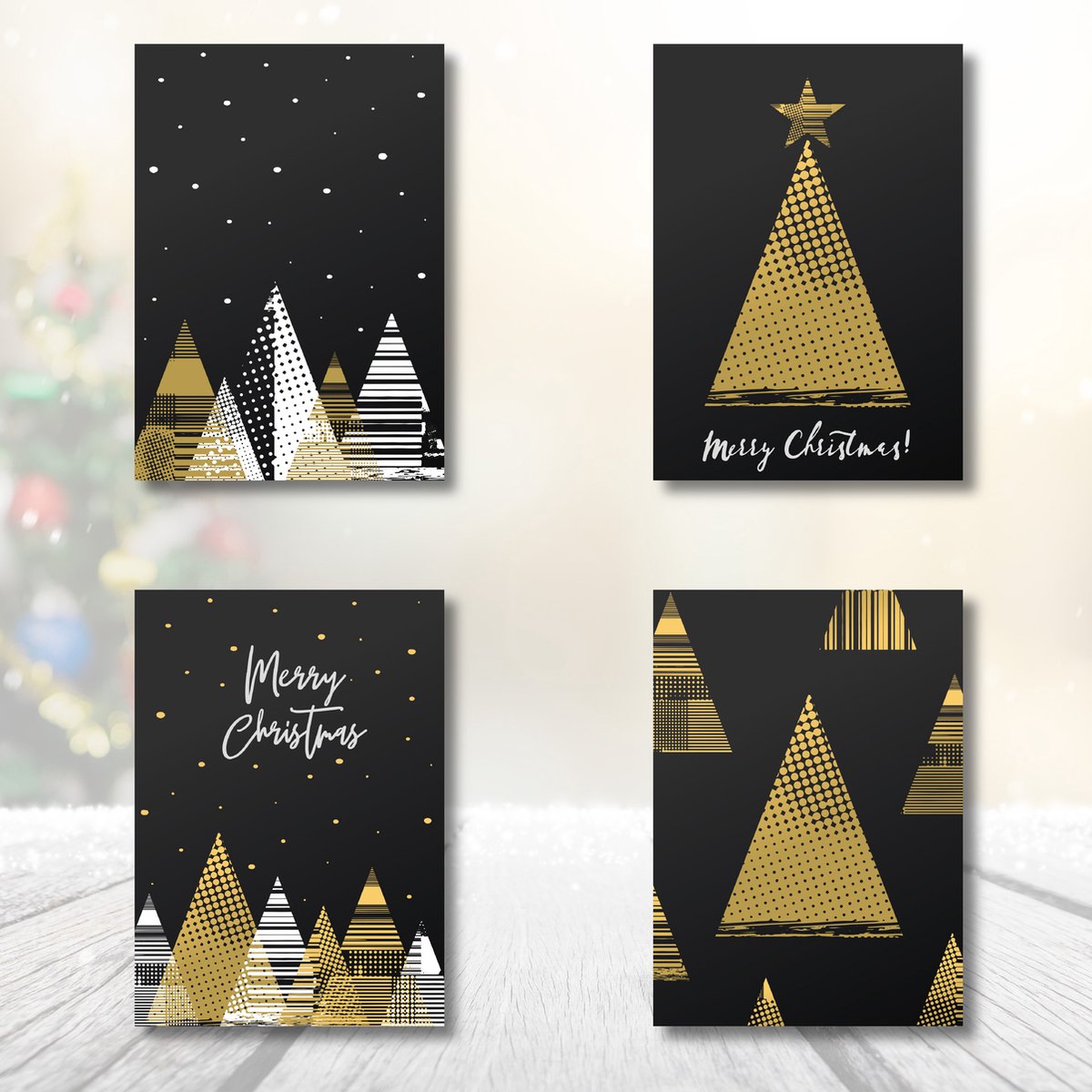 Kerstkaarten 12 stuks | 4 varianten