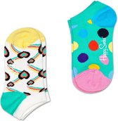 Happy Socks Kids 2-Pack Big Dot Low Sock Groen