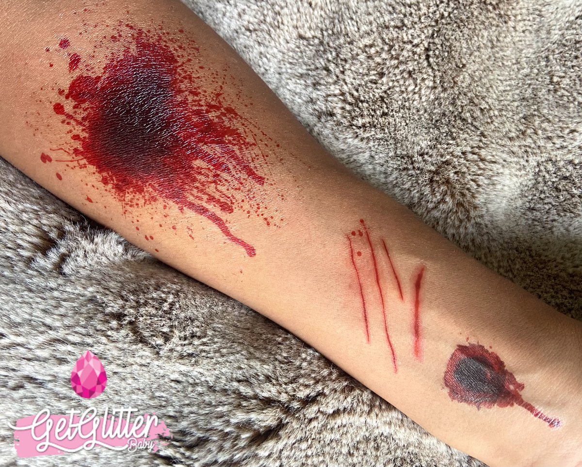 GetGlitterBaby® - Wonden Tattoo Halloween Decoratie Versiering / Carnaval Schmink Make Up Plak Tattoos / Tijdelijke Tattoo Bloed / Nep Tatoeage - Hechtingen — afbeelding 5