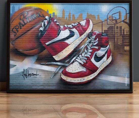 Peinture graffiti Nike air Jordan 1 basketball (reproduction) 71x51cm |  bol.com