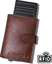 Lundholm porte-cartes de luxe hommes avec portefeuille protection anti-skim RFID - porte-cartes en cuir hommes marron porte-cartes extensible - cadeau pour homme pointe | Lundholm rebro série
