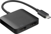 USB-C naar 2x HDMI 4K 30Hz adapter / zwart - 0,15 meter