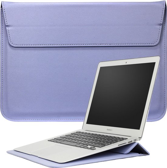 Laptoptas 12 inch - Vegan Leer - Laptoptas met Standaard en Opbergvak ...
