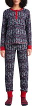 Schiesser damespyjamaset met sokken - marineblauw, rood, wit - maat 40 - L