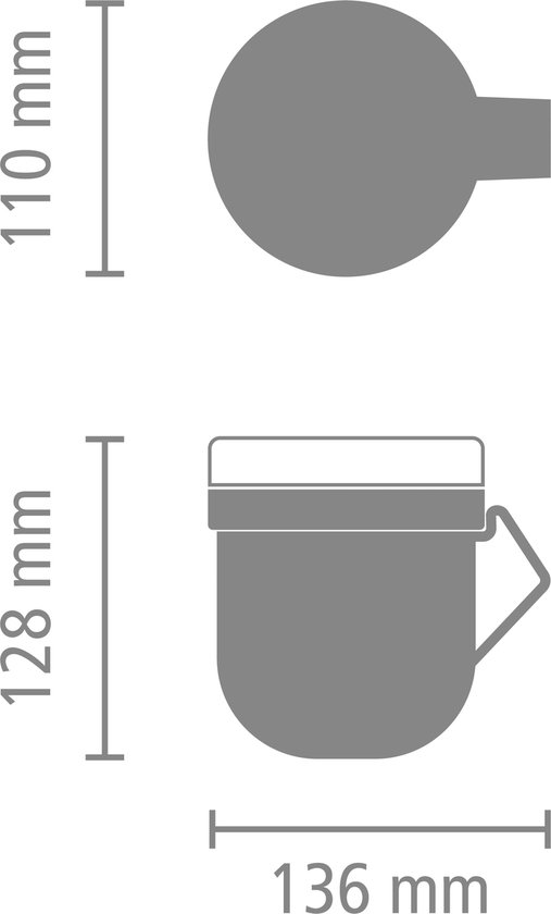Brabantia Make & Take Rond Mug 0,6 L Gris, Transparent 1 pièce(s)