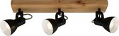 Briloner Leuchten ARBO - Plafondlamp - Spot draaibaar - 3-lichts GU10 max. 35W - Materiaal: hout en Metaal - Kleur: zwart