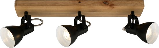 Briloner Leuchten ARBO - Spot draaibaar - GU10 max. 35W - Materiaal: hout en Metaal - Kleur: zwart