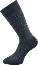 Lamswollen sokken - Geblokt - Antraciet - Maat 41-44