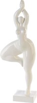 Wit ballerina beeld in moderne kunst - Decoratie beeld in polyresin - Groot formaat - 52 cm hoog