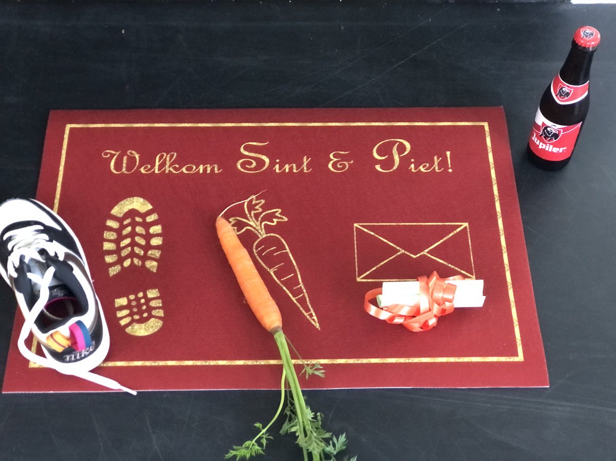 Sinterklaas Mat "Welkom Sint & Piet!" voor aan de openhaard