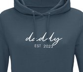 Hoodie heren met capuchon - Sweater heren capuchon - Cadeau papa - Cadeau papa kerst - Cadeau papa vaderdag - Daddy est 2023 - Blauwgrijs L