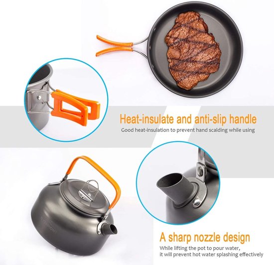 Kleine Camping Kookset Pannenset Aluminium Keteltje Festival Outdoor Onderweg van Klein — afbeelding 4
