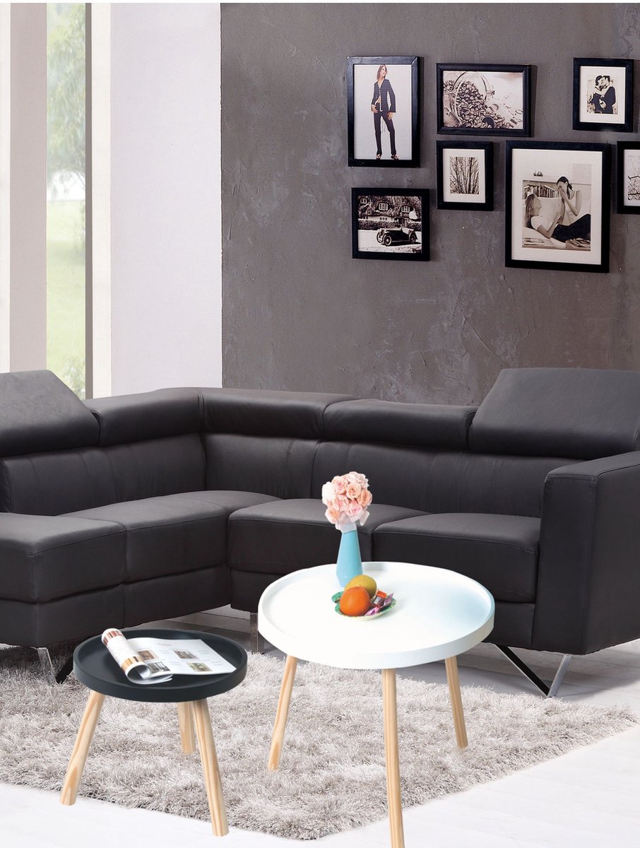 Tribesigns Eindtafel, industriële bijzettafel met 3 opbergplanken, houten bank bijzettafel met geometrisch metalen frame, nachtkastje voor woonkamer, slaapkamer (2 stuks, rustiek bruin