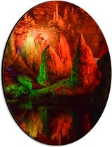 WallClassics - Dibond Ovaal - Roze Lichtgevende Grot - 21x28 cm Foto op Ovaal (Met Ophangsysteem)