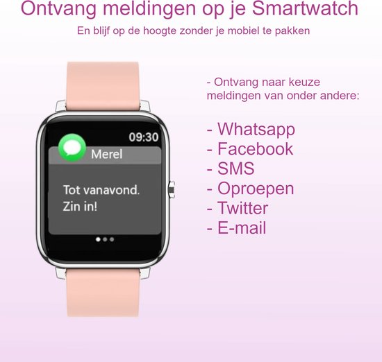 Belesy® HUNDRED - Smartwatch Dames - Smartwatch Heren - Horloge - 1.3 inch - Kleurenscherm - Full Touch - Stappenteller - Multi Sport - 100+ Watchfaces - Siliconen - Roze