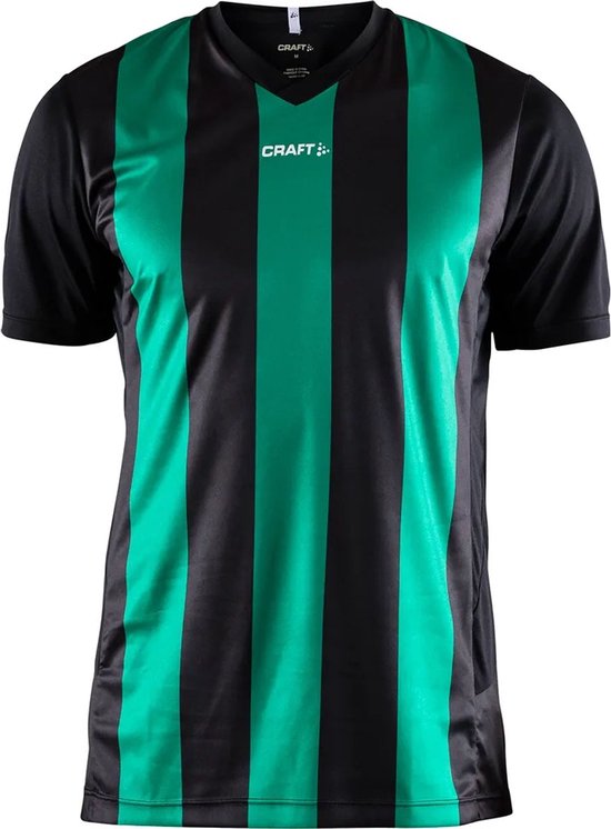 Craft Progress Stripe Shirt Korte Mouw Heren - Zwart / Groen | Maat: XL