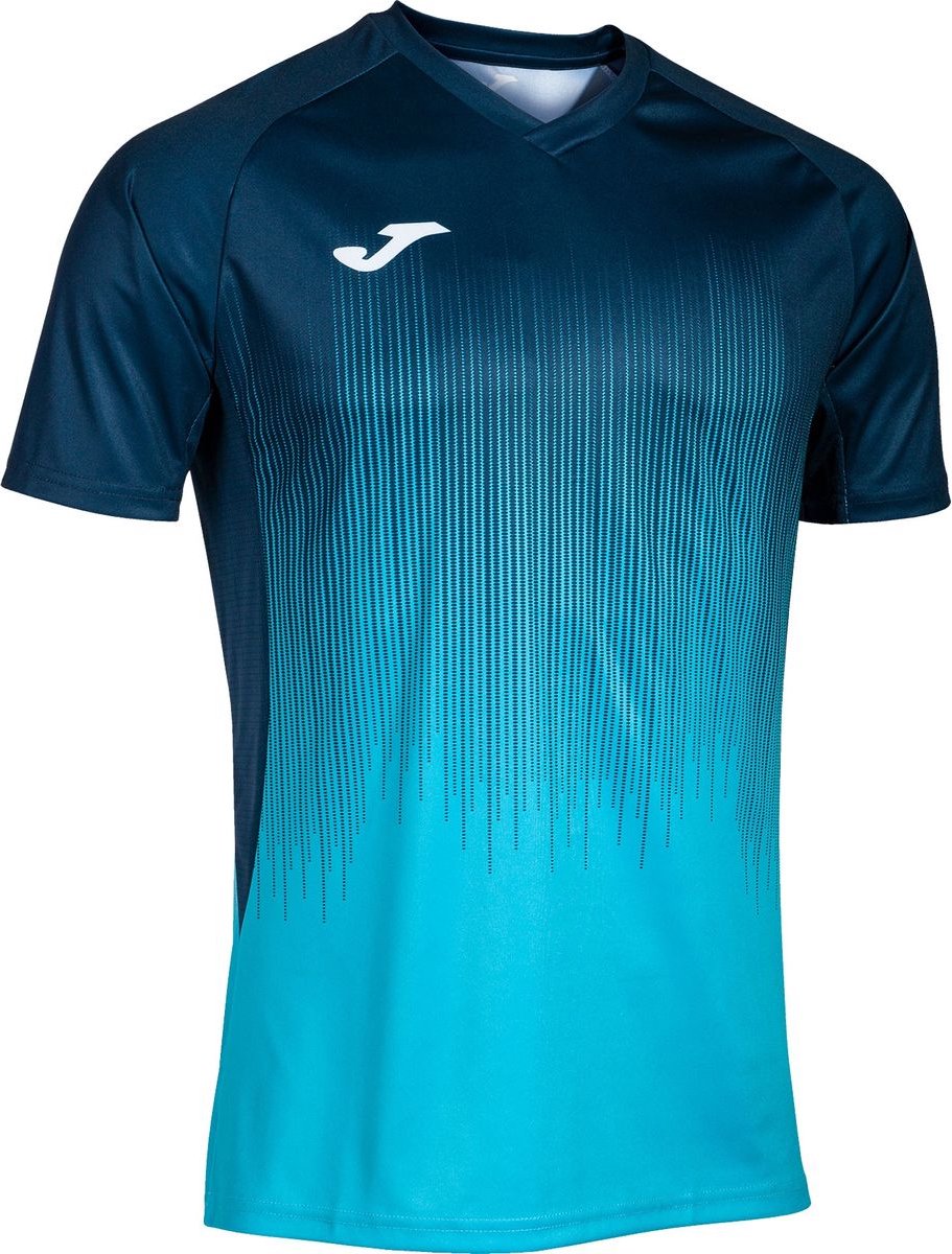 Joma Tiger IV Shirt Korte Mouw Heren - Marine / Turquoise Fluor | Maat: 2XL