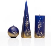 Kaarsen - Set - Handgeschilderd - kerststerren - kerst - goudkleur - sneeuw - glitters