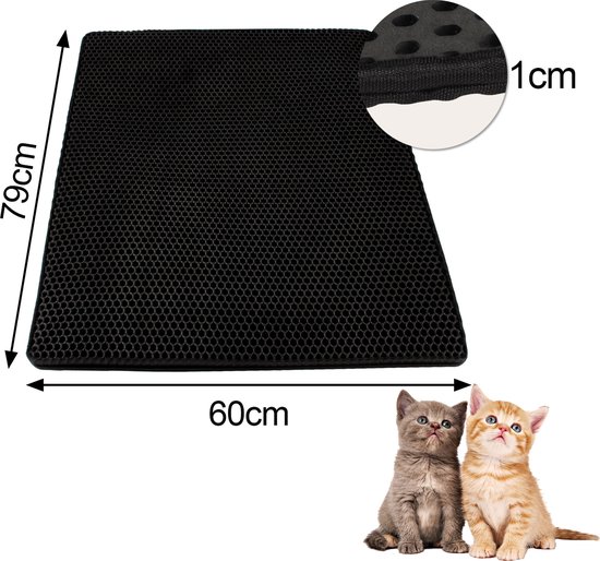 VIVAGLORY 3D Design Cat Litter Mat Navy Blue 90 × 64 cm