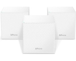 DrPhone NOVA2 – Mesh WiFi 6 Router + 2x Satelliet – AC2100 – Zakelijk – 500 M² Bereik – Verbinding Met 120 Apparaten – WiFi Netwerk Met Ouderlijke Toezicht – Met Gastnetwerk – Wit