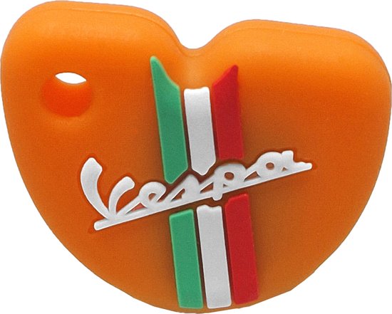 Vespa Siliconen Sleutelhoesje - Oranje met Witte letters - Oranje met Wit - Italiaanse Vlag