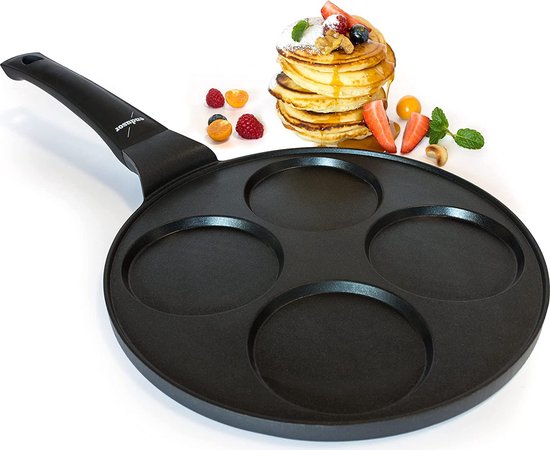 ORION Poêle pour les œufs au plat, pour 4 œufs, à Pancake, à crêpes, avec  revêtement antiadhésif, induction gaz Ø 27 cm GRANDE
