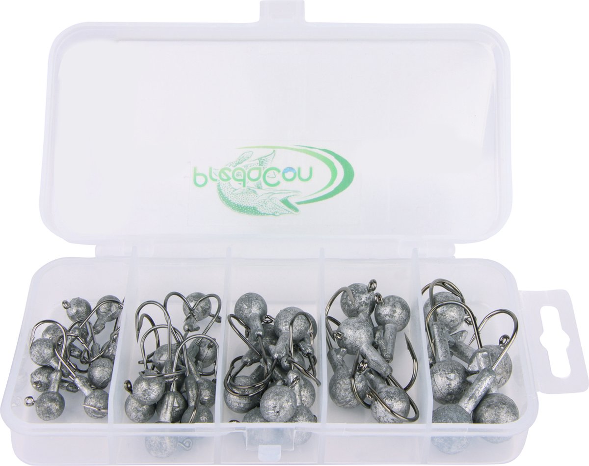 Jighead Box - 40 stuks - 2.5g t/m 10g - Loodkoppen Set - Jigheads voor Shads & Softbaits - Kunstaas Roofvissen