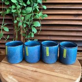 Cappuccino bekers - koffie bekers - Blauw - set 4 stuks