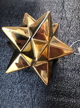 3D gouden ster Kerstaornament of decoratieartikel 14cm