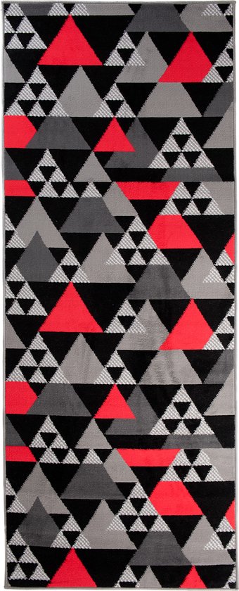 Tapiso Maya Tapis de couloir Zwart Rouge Couloir Moderne Salon Couloir Taille - 80x500
