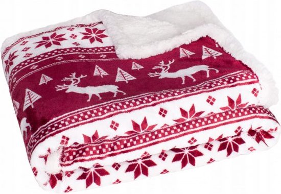 temperament span Wennen aan Kerst fleece plaid 127 x 152 cm (Rood/wit) | bol.com