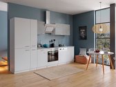 Goedkope keuken 310  cm - complete keuken met apparatuur Malia  - Wit/Beton - soft close - keramische kookplaat - vaatwasser - afzuigkap - oven    - spoelbak