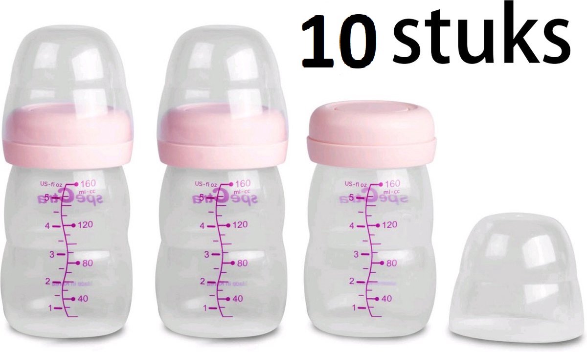 Moedermelk flesjes – 10 stuks - 160ml - borstvoeding flesjes - BPA vrij - bewaarflesjes voor in diepvries en koelkast