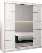 InspireMe - Kledingkast met 2 schuifdeuren, Modern-stijl, Kledingkast met planken (BxHxD): 180x200x62 - VENTILA IV 180 Wit Mat