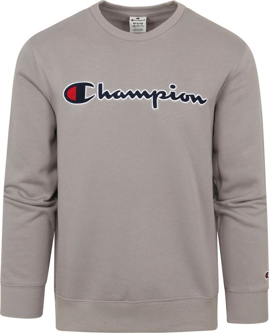 Champion - Sweater Script Logo Grijs - Heren - Maat M - Regular-fit